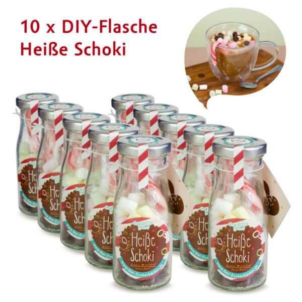 diy flasche heisse schoki 10er set