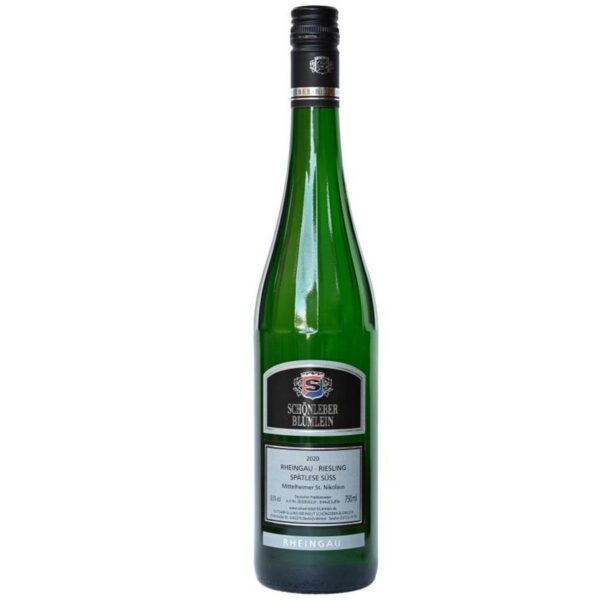 Mittelheimer St Nikolaus Riesling Spaetlese Suess Weingut Schoenleber Bluemlein