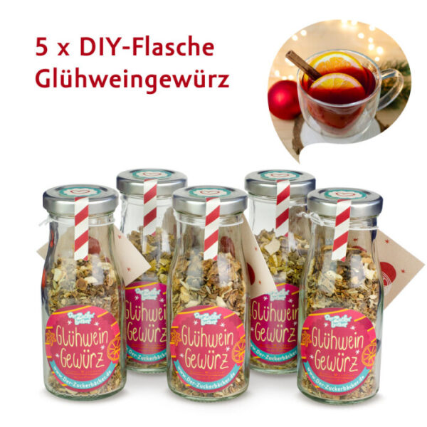 diy flasche gluehweingewuerz 5er set