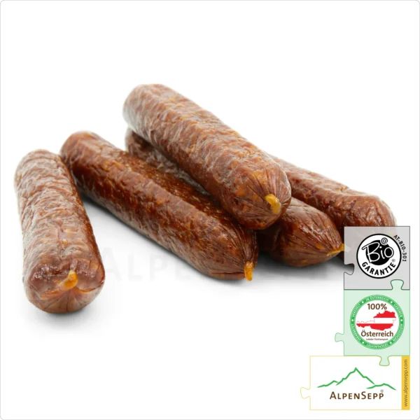 BIO JUNIORBEISSER Rinder Wurst | PREMIUM Rohwurst zu 100% aus Rindfleisch gefertigt | 5 Stück