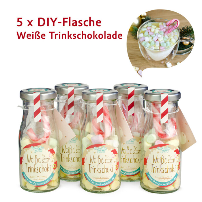 diy flasche weisse trinkschokolade 5er set