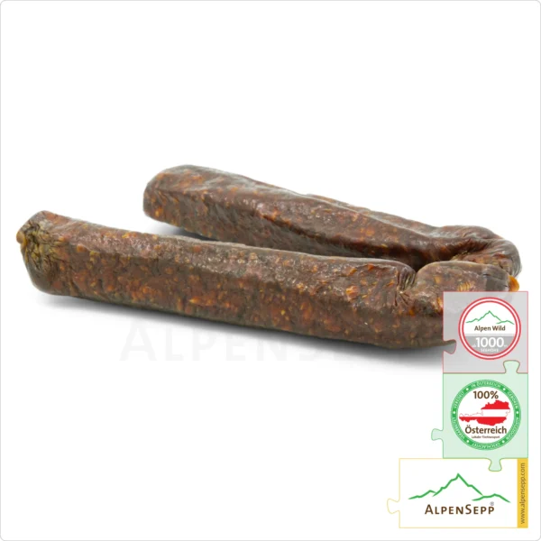 HIRSCHLANDJÄGER | Rohwurst Kantwurst vom Hirsch | PREMIUM Wildwurst vom Alpen Rotwild | 1 Paar