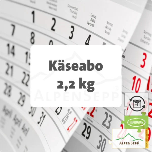 BERGKÄSE UND SCHNITTKÄSE Käseabo - 2,2 kg | abwechselnder, laktosefreier Käsevielfalt | mit flexibler Laufzeit des Käseabos 12 Monate