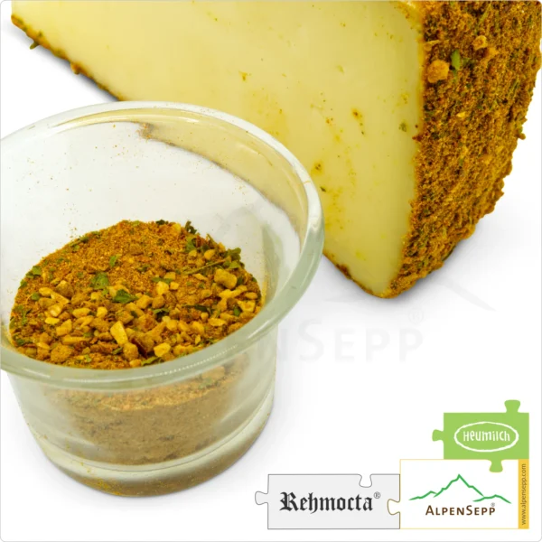 KÄSE REHMOCTA® » Ehni « | Laktosefreie Heumilch Käsesorte mit STAY SPICED! Gewürzmischung + Kardamom & Ingwer affiniert | 100% Großartige Genuss G