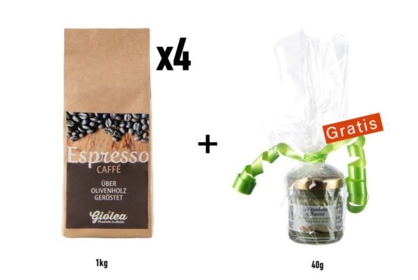 Caffé "Espresso" Vorratspack 4 x 1 Kg Kaffeebohnen - Giolea